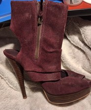 5 Inch Plum, Suade Ankle Boots