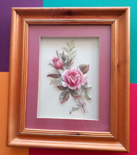 3D FLOWER DEEP PICTURE MOUNTED SHADOW BOX FRAMED GLASSED WALL SIGNED by PAM 94