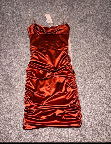 Polly rust satin ruched - polly,