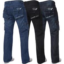 Kruze Mens Combat Jeans Cargo Trousers Denim Heavy Duty Work Pants All UK Sizes