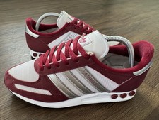 ADIDAS Originals LA Mens Leather Trainers, Burgundy/Silver - Size 8.5