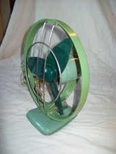 ERRES VINTAGE ELECTRIC FAN, GREEN. 9 INCH DIAMETER. MADE IN HOLLAND