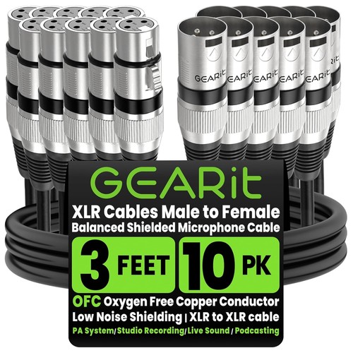 3ft xlr mic - cords, 10-pack