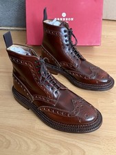 Grenson  Fred Triple Welt Brown Leather Mens  Brogue Boot Size Uk  8, Eu 42