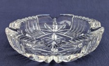 Stunning Crystal Cut Glass Round Ashtray with 4 Cigarette Rests - 15cm, 980g