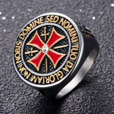 Ring Masonic Silver Stainless Steel Size 7-14 Mens Cross Knights Templar