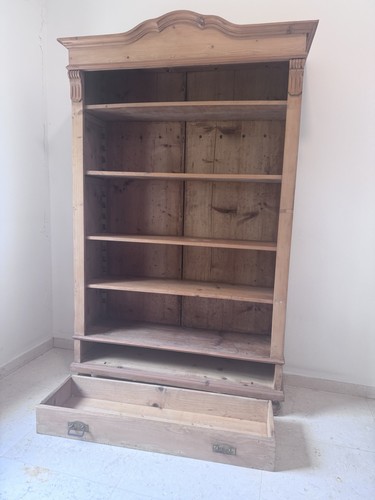 Large antique pine bookcase - antique,