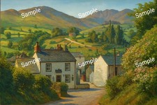 1930s  Braithwaite village Cumbria 1/76 OO Gauge Model Railway Backdrop Print 