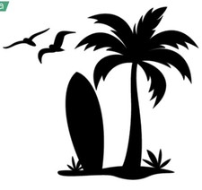 Surf Scene/Island Vinyl Decal