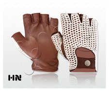 MENS CLASSIC DRIVING GLOVES SOFT LEATHER COTTON CROCHET BACK VINTAGE MOTOR BIKE