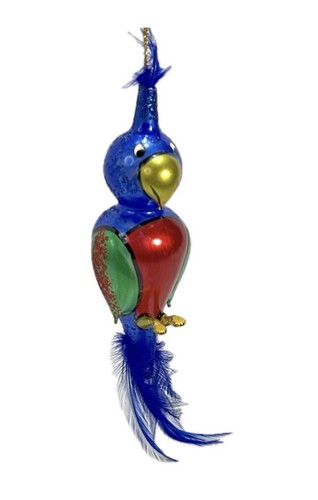 Vintage blue red glass - blue, parrot