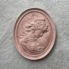 Victorian Lady Cameo Terracotta Decorative Wall Plaque Garden Home Decor Vintage
