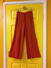 Vintage 60s/70s Louis London Red Crepe Flare Trousers - XS