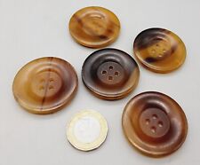 5 Vintage Brown Moulded Horn? 4 Hole Buttons - 38mm approx