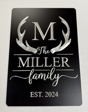Engraved Personalized Family Name Deer Antler House Home Welcome Sign 7x10