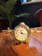 Vintage Logic Quartz Metal Airplane Desk Clock 6cm Wheels Spin Repair Project