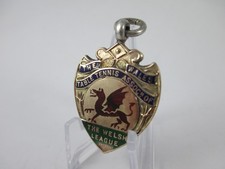 STERLING SILVER ENAMELLED, THE WELSH LEAGUE  TABLE TENNIS FOB MEDAL, BIRM 1931
