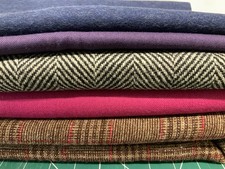 Job Lot Of 5 Wool/wool blend Fabrics Various Sizes