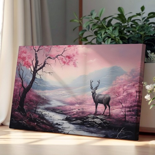 Stag deer landscape framed - stag,