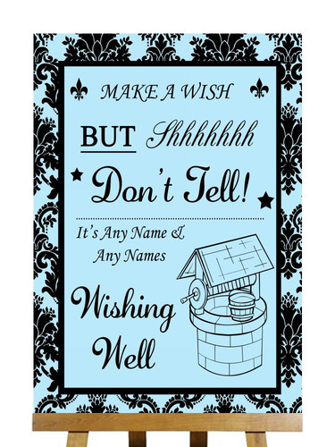 Sky blue black damask wishing - sky,