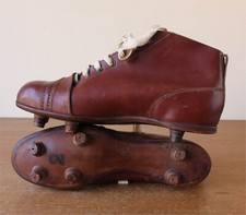 New Old Stock Vintage Football Boots. Antique Brown Leather Soccer Shoes c1950