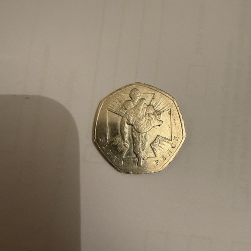 Wounded soldier coin 50p - soldier,