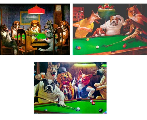 Dogs playing poker cards - poker, pool