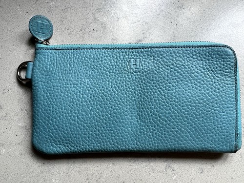 Hermes blue leather zip - ,