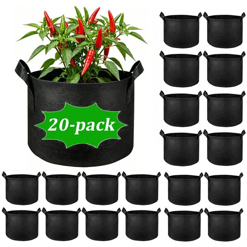 Pack black grow bags 5 - 20-pack,