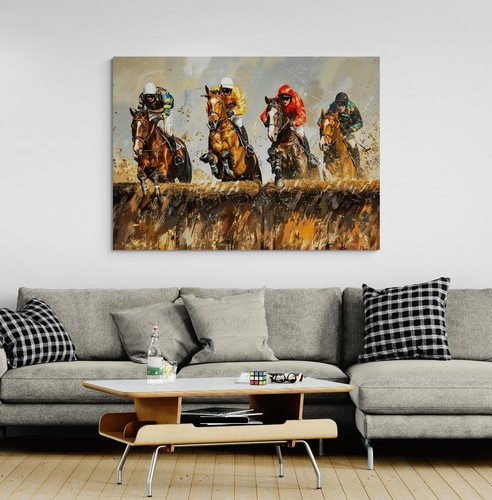 Horse racing canvas picture - horse,