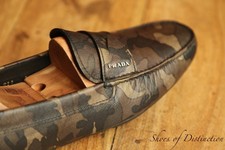 Prada Camo Leather Driving Shoes Loafers Men's UK 8 US 9 EU 42 New