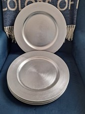 Set Of 6 Silver Effect Plate Chargers