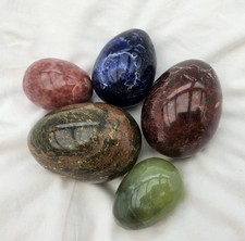 Five Polished Stone Eggs Each Different Type Of Stone