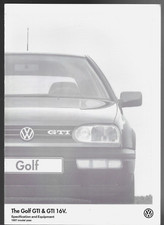 Volkswagen Golf GTi & GTi 16v Mk3 Specifications 1996-97 UK Market Brochure