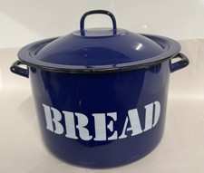 Blue Enamel Bread Bin Large