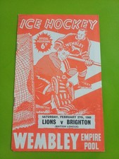 Wembley Lions V Brighton Tigers British Lg Ice Hockey Programme.  27.2.1960
