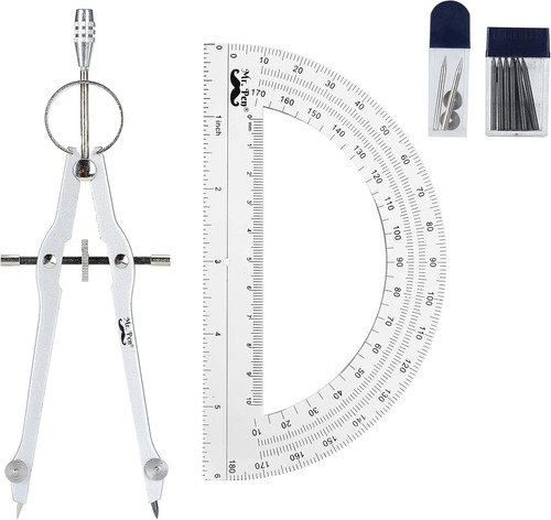 Protractor and compass set - -,