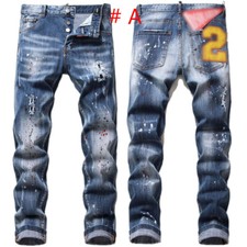 Mens Jeans Casual Slim Fits Skinny Denim Pants Ripped Patchwork Streetwear Jeans