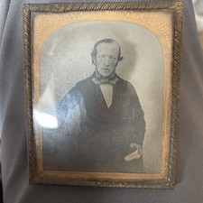 Antique late 1800s Daguerreotype elderly gentleman holding Bible