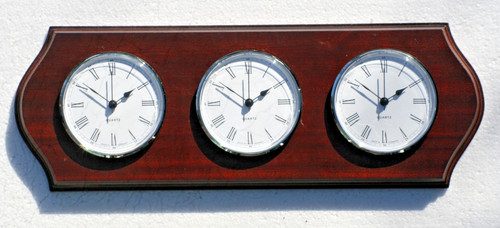 Three time zones - zones, clocks