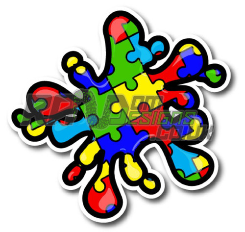 Autism awareness puzzle splat - autism,