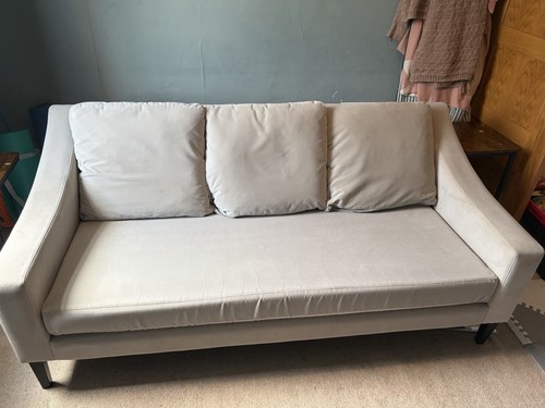 Heal grey velvet seater - 3,