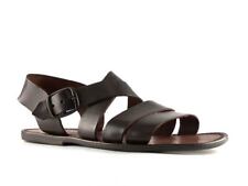 Men's handmade in Italy mens strapped gladiator sandals in dark brown leather