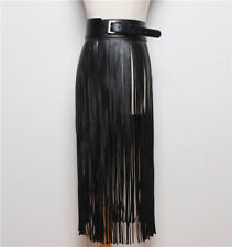 Waistband Girdle Long Fringe Tassel Belt Skirt UK Women Faux Leather Adjustable