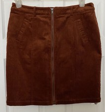 Joe browns Rust Corduroy Front Zip Short Skirt 20” Length UK 12 Fab Condition