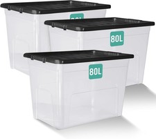 3 x 80 Litre Large Plastic