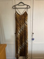 TOPSHOP Womens Size 12 Tall Silk Cami MIDI/Maxi Dress Tiger Print 