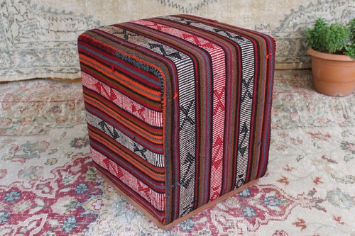 Oriental turkish kilim pouf - turkish,