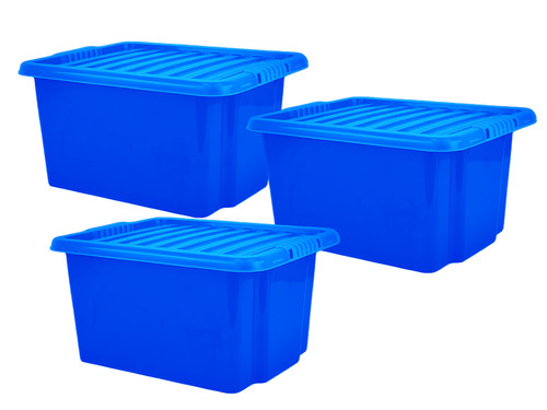 Blue plastic storage boxes - 3,