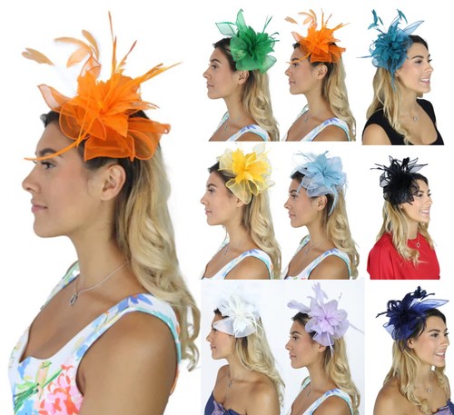 Flower feather hair hat - flower,